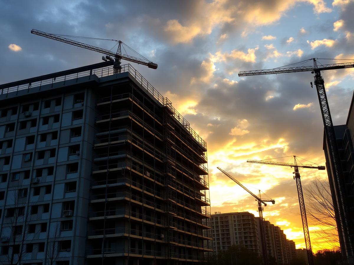 Obra en proceso de un desarrollo habitacional